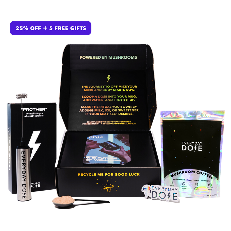 30 Serving of Mushroom Coffee + FREE Starter Kit with collagen, nootropics, and mushroom blend for focus, mood, energy, and stress reduction