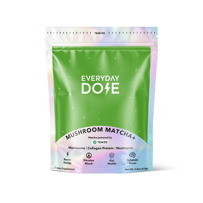 30 servings of Everyday Dose Matcha+ with functional mushrooms, collagen, nootropics, and Tenzo matcha in gallery position 1