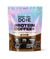 Everyday Dose Protein Coffee Mocha flavor package with nutrition details and energy benefits on gradient background