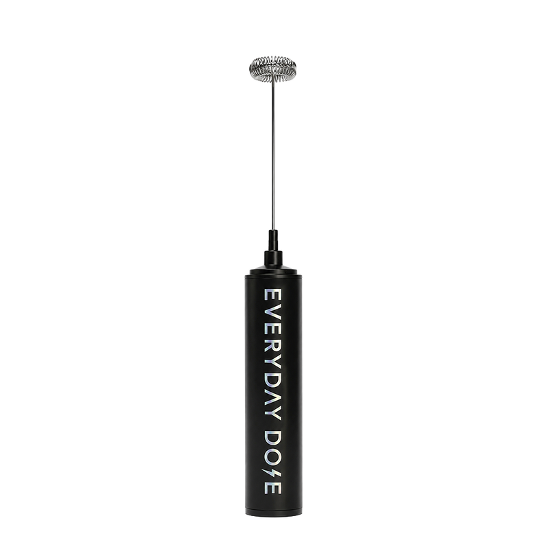 Black cylindrical device with a textured round top and vertical EVERY DAY DOPE lettering