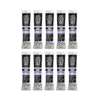 Front view of Medium Coffee Plus To-Go Sticks pack of 10 showing individual medium roast stick packets with black, white and light blue packaging on black background
